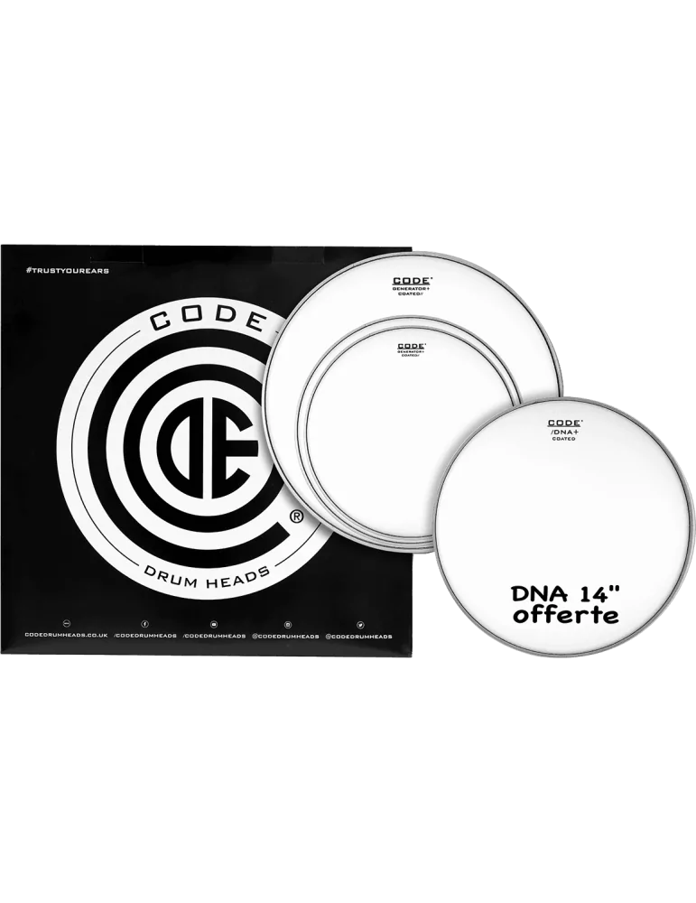  CODE DRUMHEADS TPGENCTDS Tom - Sanded Std 12" 13" 16" + 14" DNA|MusicGoodDeal 