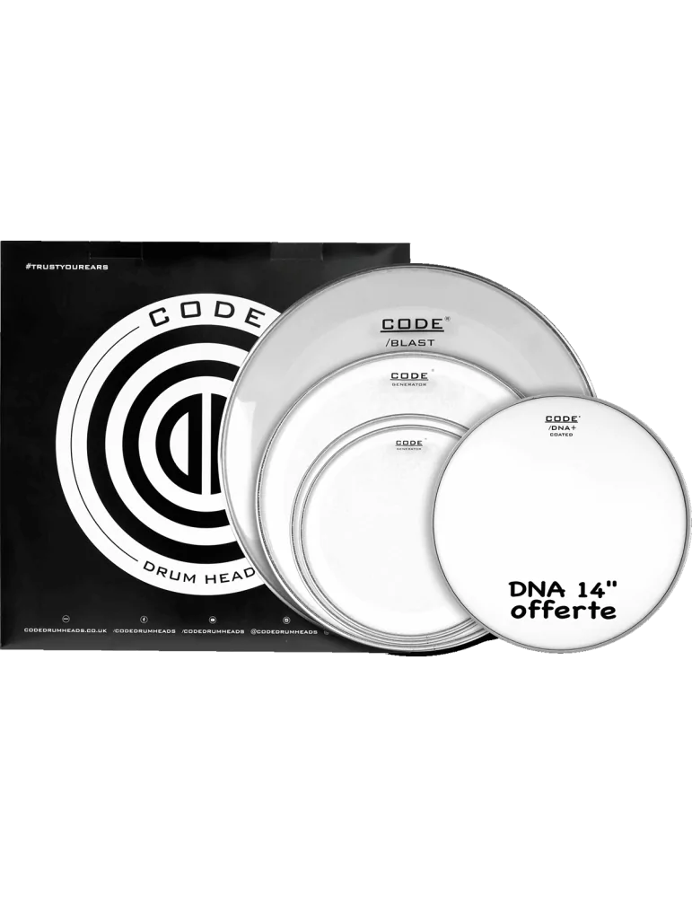  CODE DRUMHEADS FPGENCLRS Full Pack - Transparent Standard 12" 13" 16" 22" + 14" DNA angeboten|MusicGoodDeal 
