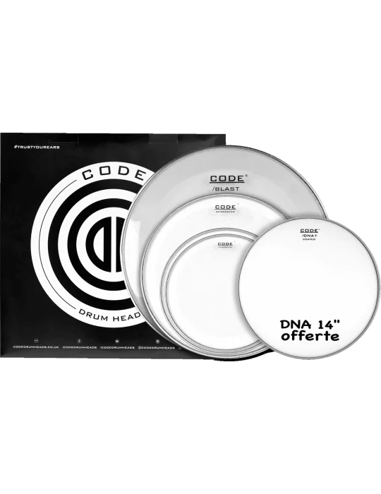  CODE DRUMHEADS FPGENCLRS Full Pack - Transparent Standard 12" 13" 16" 22" + 14" DNA angeboten|MusicGoodDeal 