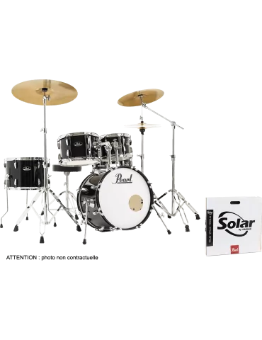  PEARL RSS585BCC-31 Batería Junior 18" 5 - Jet Black + B-50 + pack de platillos Sabian Solar 3|MusicGoodDeal 