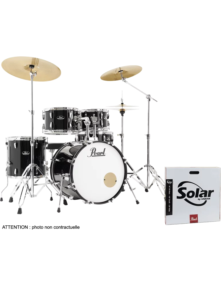  PEARL RSS505BCC-31 Batería Fusion 20" 5 - Jet Black + B-50 + pack de platillos Sabian Solar 3|MusicGoodDeal 