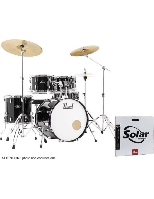  PEARL RSS505BCC-31 Batería Fusion 20" 5 - Jet Black + B-50 + pack de platillos Sabian Solar 3|MusicGoodDeal 