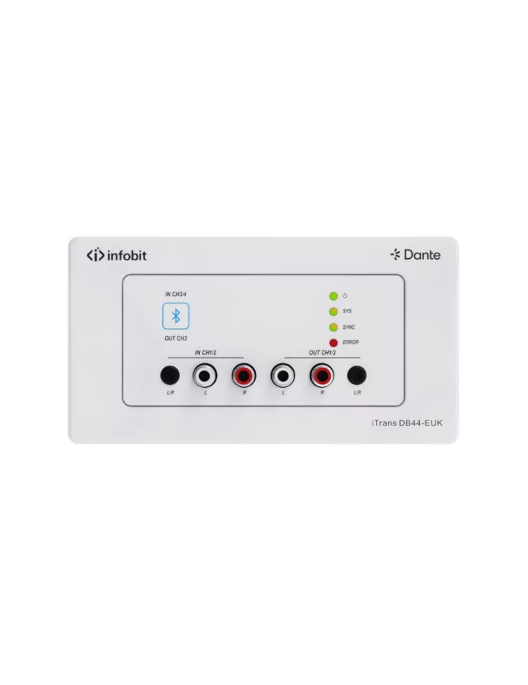 INFOBIT ITRANSDB44EUK Plaque murale Dante 4CH Bluetooth  DB44-EUK - version UE et Royaume-Uni