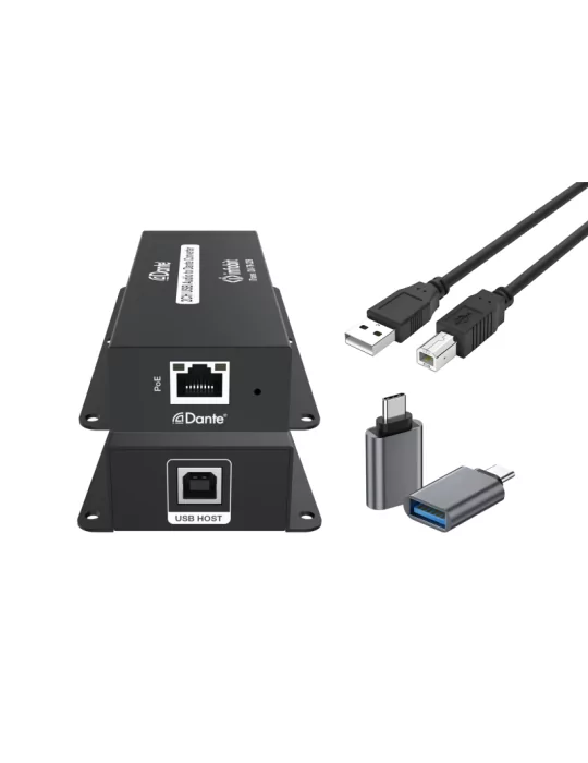 INFOBIT iTRANSDUTR22B Decodeur/Encodeur Audio Dante USB  iTrans DU-TR-22B - 2CH (TR) avec PoE Port USB-B