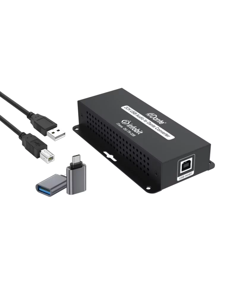 INFOBIT iTRANSDUTR22B Decodeur/Encodeur Audio Dante USB  iTrans DU-TR-22B - 2CH (TR) avec PoE Port USB-B