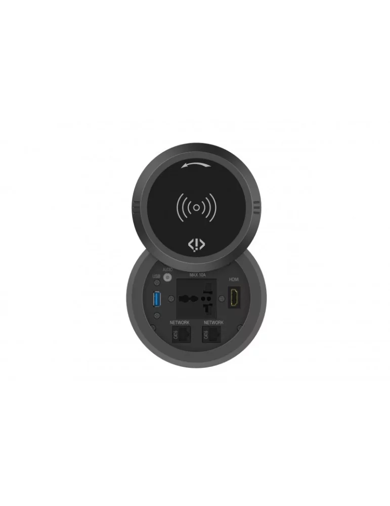 INFOBIT IBOXTW Boîte de table avec couvercle rabattable et chargeur à induction - Infobit iBox TW
