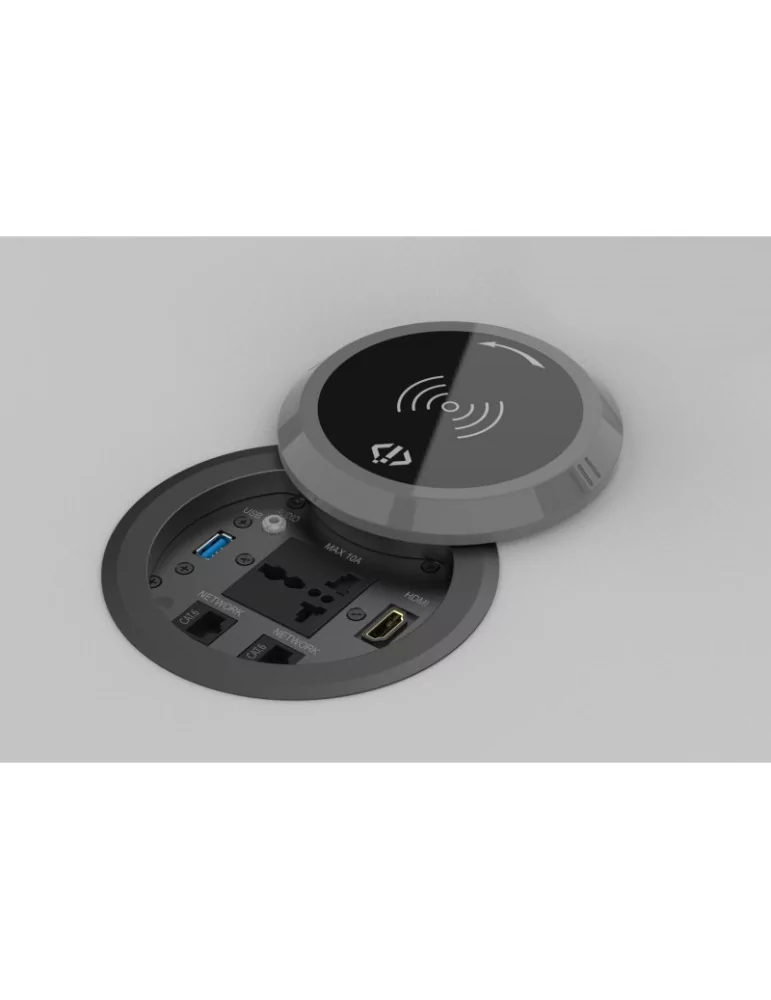 INFOBIT IBOXTW Boîte de table avec couvercle rabattable et chargeur à induction - Infobit iBox TW
