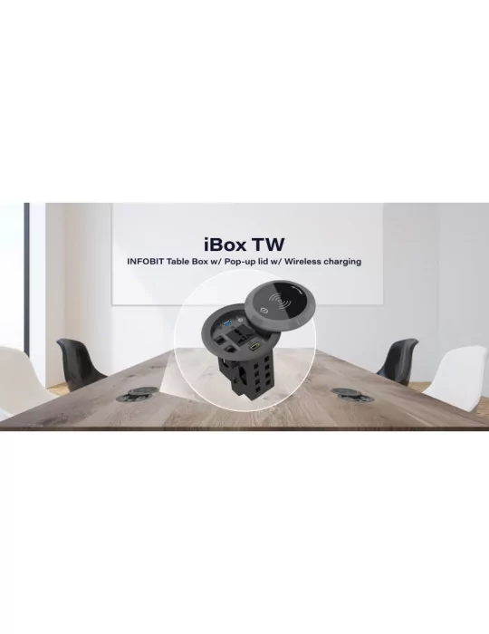 INFOBIT IBOXTW Boîte de table avec couvercle rabattable et chargeur à induction - Infobit iBox TW