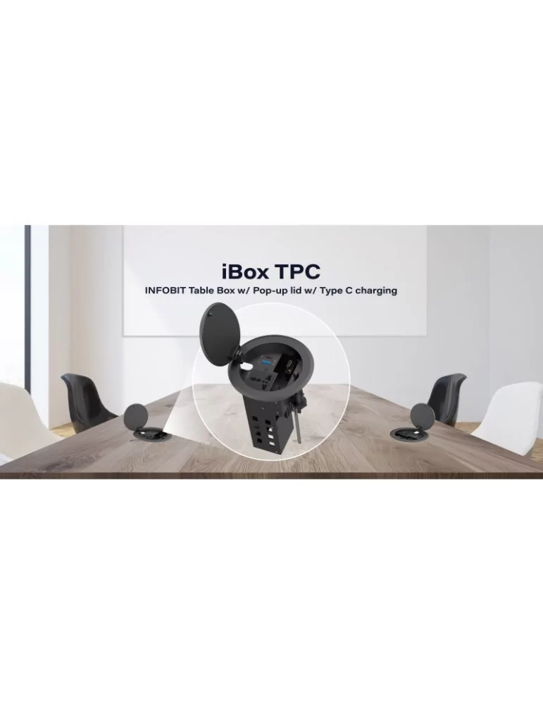 INFOBIT IBOXTPC Boîte de table avec couvercle rabattable et USB-C - Infobit iBox TPC
