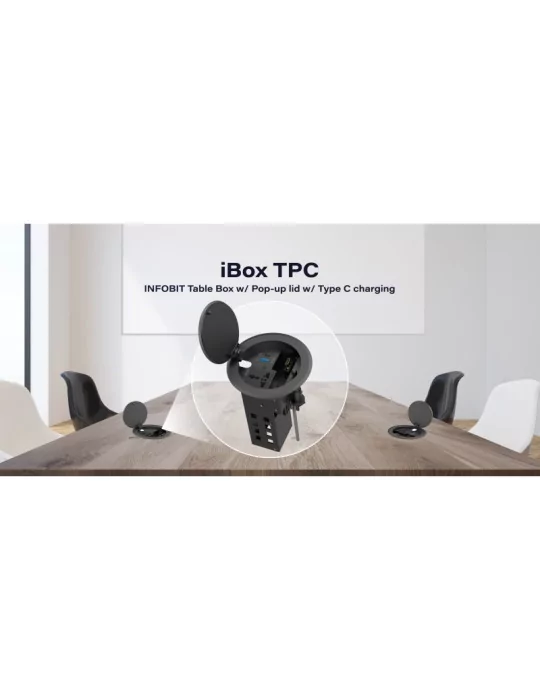 INFOBIT IBOXTPC Boîte de table avec couvercle rabattable et USB-C - Infobit iBox TPC