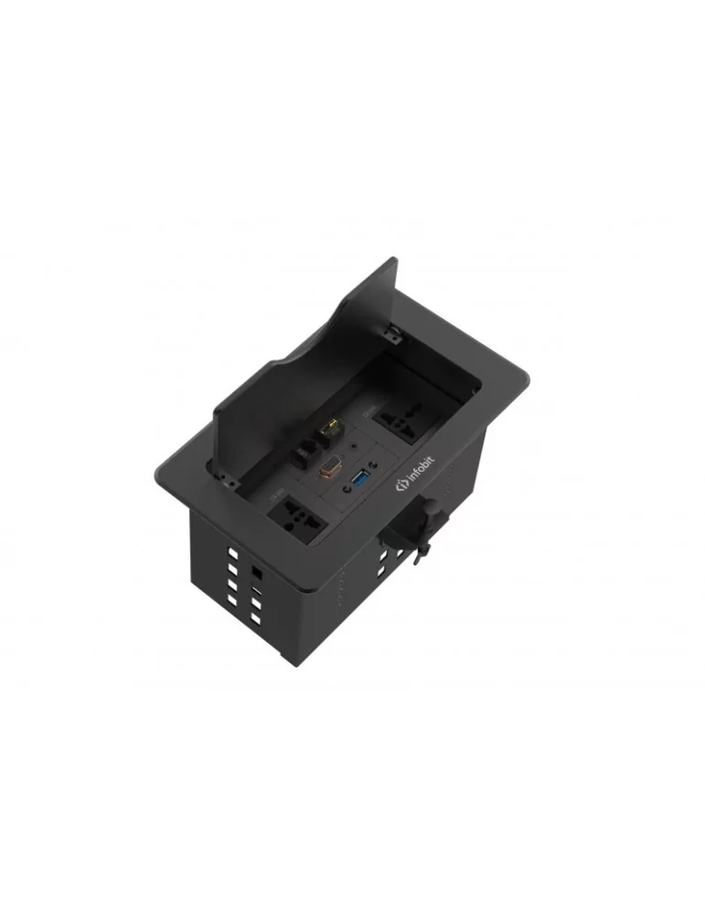 INFOBIT IBOXTPD Boîte de table avec couvercle rabattable et double prise - Infobit iBox TPD