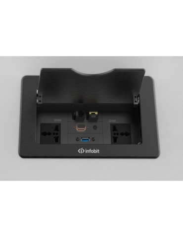 INFOBIT IBOXTPD Boîte de table avec couvercle rabattable et double prise - Infobit iBox TPD 2