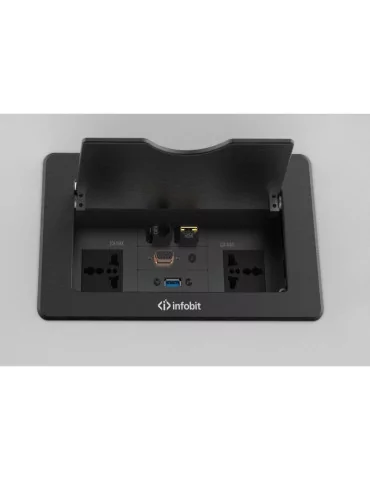 INFOBIT IBOXTPD Boîte de table avec couvercle rabattable et double prise - Infobit iBox TPD 2