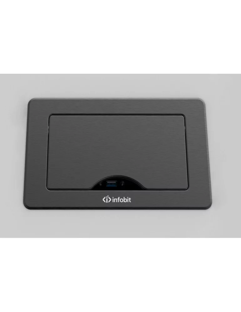INFOBIT IBOXTPD Boîte de table avec couvercle rabattable et double prise - Infobit iBox TPD