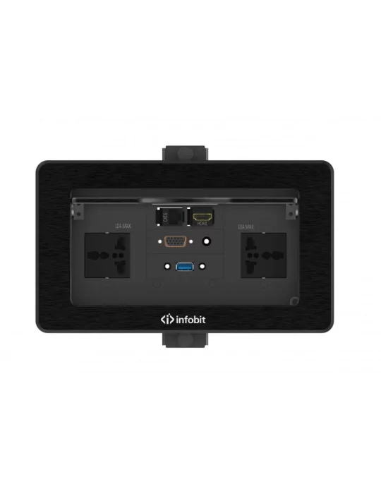 INFOBIT IBOXTPD Boîte de table avec couvercle rabattable et double prise - Infobit iBox TPD