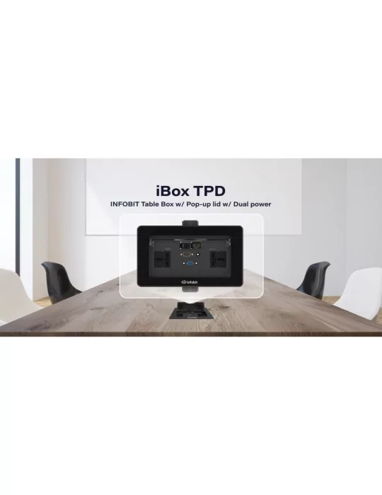 INFOBIT IBOXTPD Boîte de table avec couvercle rabattable et double prise - Infobit iBox TPD