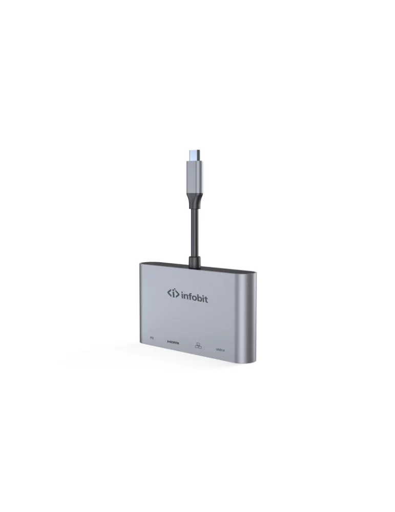 INFOBIT IHUB301 Hub de connexions  iHub 301 USB Type-C 9-en-1avec chargeur