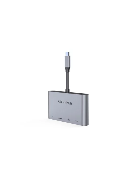 INFOBIT IHUB301 Hub de connexions  iHub 301 USB Type-C 9-en-1avec chargeur