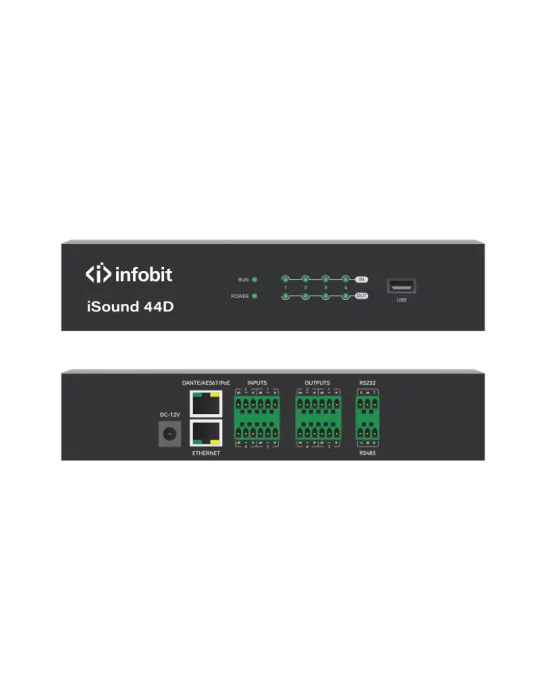 INFOBIT ISOUND44D Processeur de Signaux digitaux audio 4X4 Infobit iSound 44D (DSP) avec Dante