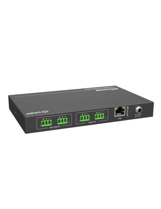 INFOBIT iTRANSDPBOX22 Encodeur/Décodeur  iTrans DP-BOX-22 audio analogique Dante 2CH (TR) avec PoE port Phoenix AES67