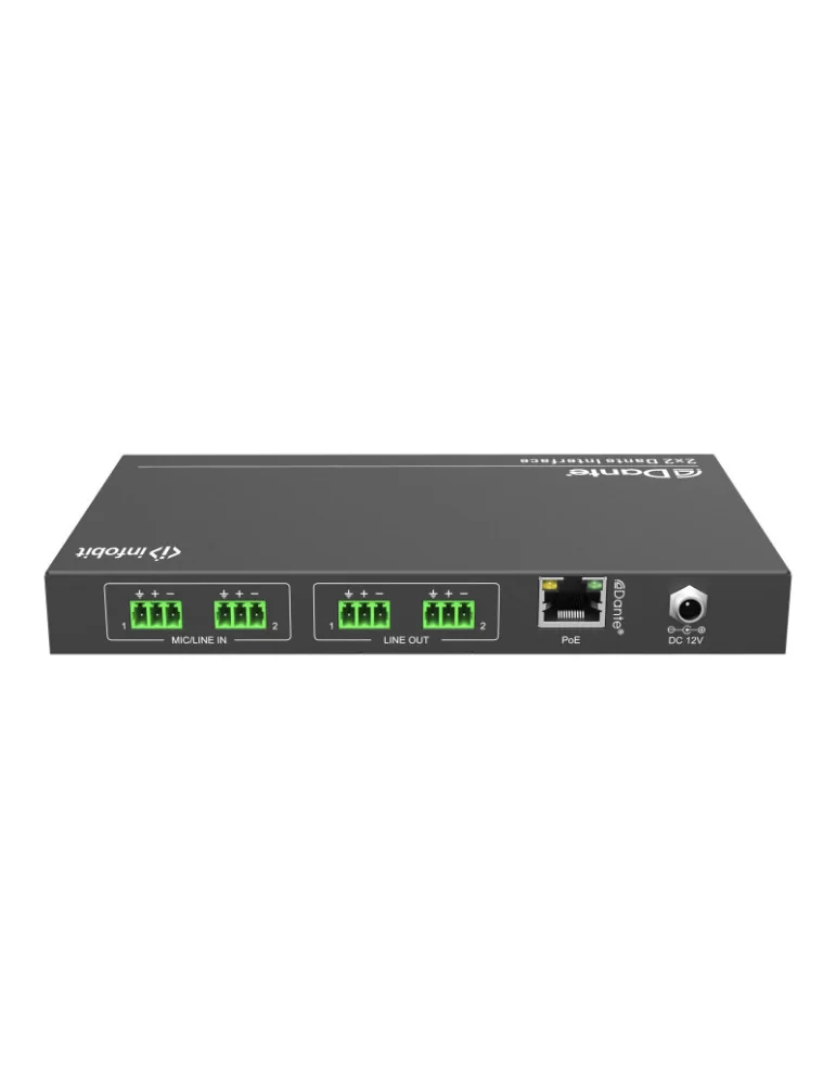 INFOBIT iTRANSDPBOX22 Encodeur/Décodeur  iTrans DP-BOX-22 audio analogique Dante 2CH (TR) avec PoE port Phoenix AES67