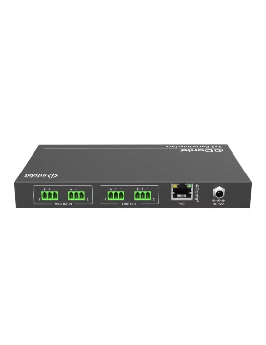 INFOBIT iTRANSDPBOX22 Encodeur/Décodeur  iTrans DP-BOX-22 audio analogique Dante 2CH (TR) avec PoE port Phoenix AES67