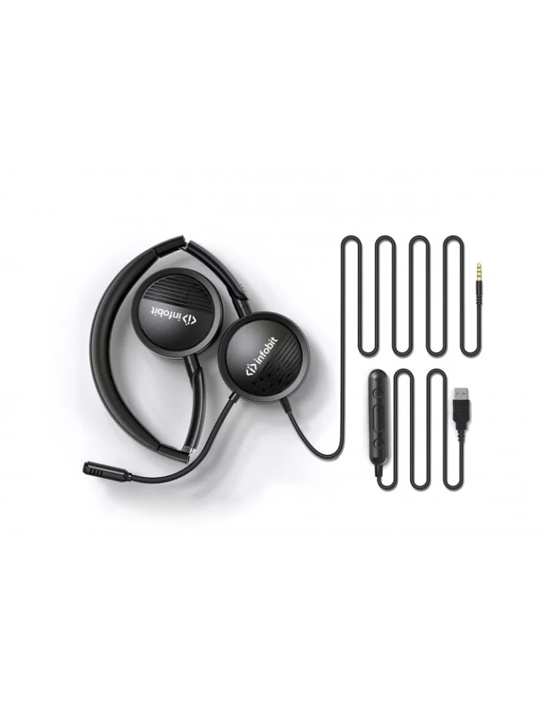 INFOBIT IVOICEH300 Casque de bureau multifonctions 2-en-1 avec commande en ligne  iVoice H300 (New)