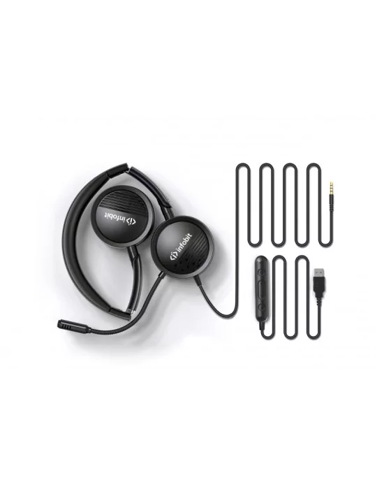INFOBIT IVOICEH300 Casque de bureau multifonctions 2-en-1 avec commande en ligne  iVoice H300 (New)