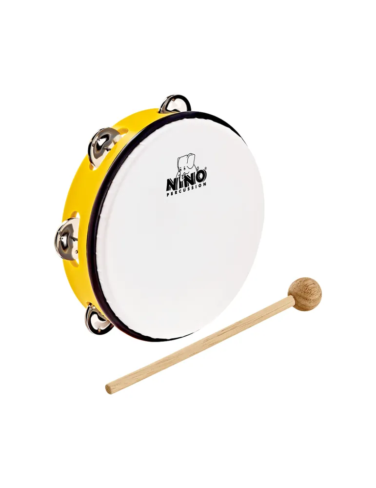  NINO TAMBOURINE ABS 10" +CYMB, YELLOW|MusicGoodDeal 