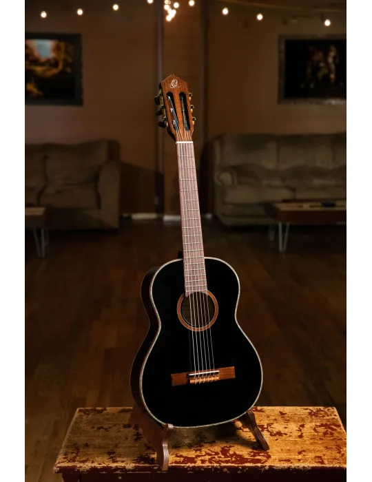  ORTEGA R221-34BK 3/4 R221 EPICEA GUITAR, BLACK|MusicGoodDeal 