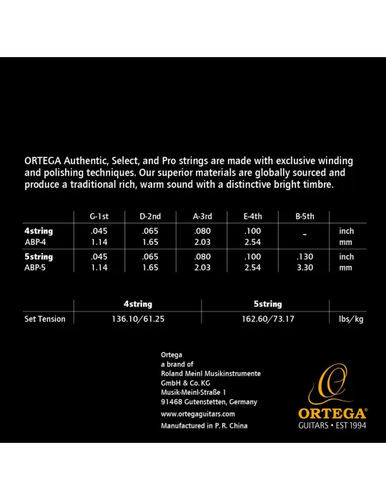  ORTEGA 4 STRING BASS SET|MusicGoodDeal 