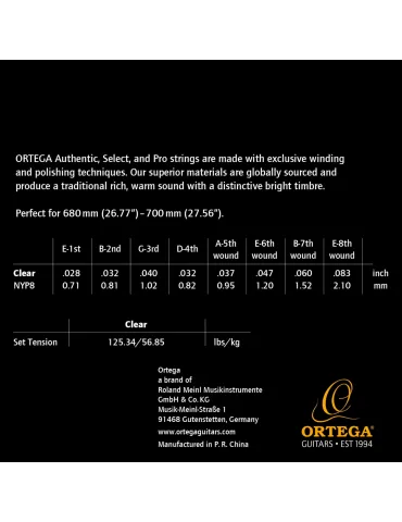  ORTEGA 8 STRING SET NYLON CRYSTAL|MusicGoodDeal  2