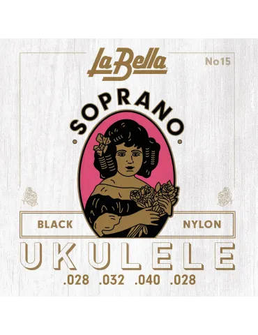  LA BELLA LB15 UKULELE SET SOPRANO BLACK NYLON|MusicGoodDeal 