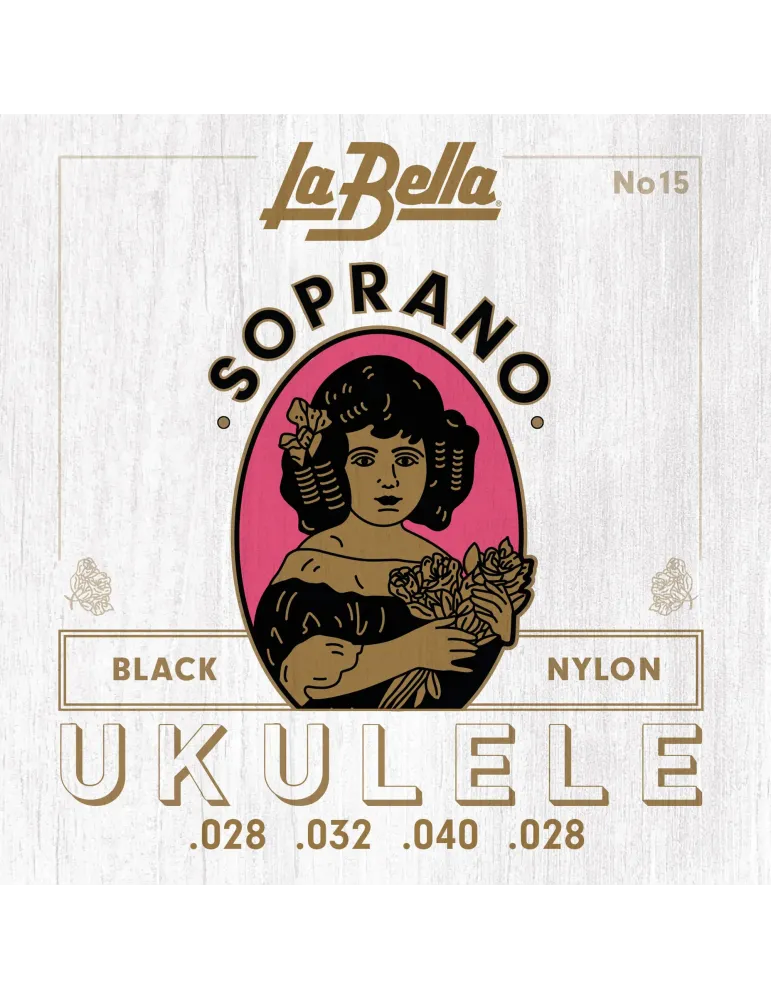  LA BELLA LB15 UKULELE SET SOPRANO BLACK NYLON|MusicGoodDeal 