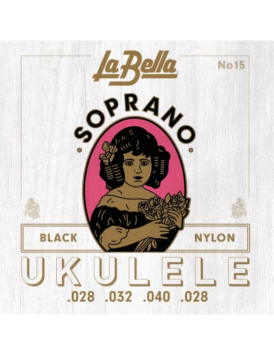  LA BELLA LB15 UKULELE SET SOPRANO BLACK NYLON|MusicGoodDeal 