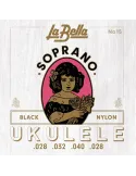 LA BELLA LB15 UKULELE SET SOPRANO BLACK NYLON|MusicGoodDeal 