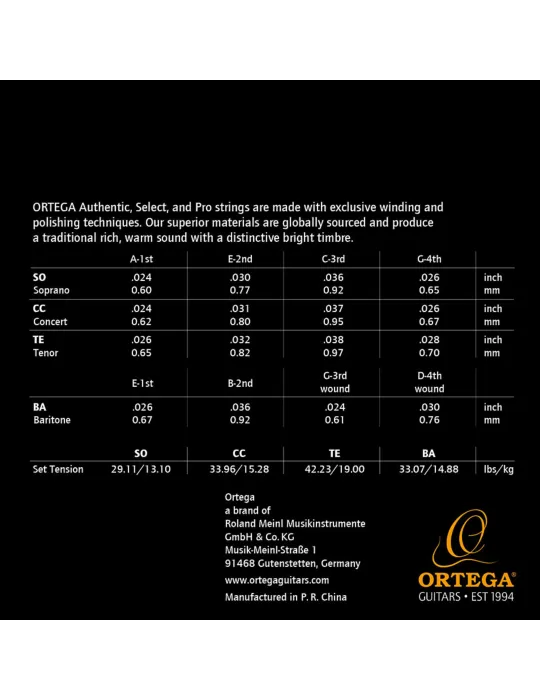  ORTEGA STRING SET UKULELE BARITONE|MusicGoodDeal 