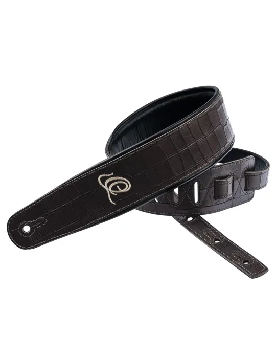  CORREA DE GUITARRA ORTEGA PIEL DE COCODRILO MARRÓN|MusicGoodDeal 
