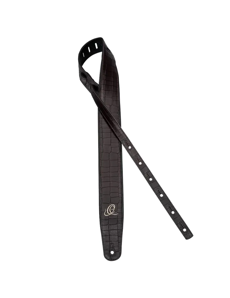  CORREA DE GUITARRA ORTEGA PIEL DE COCODRILO MARRÓN|MusicGoodDeal 