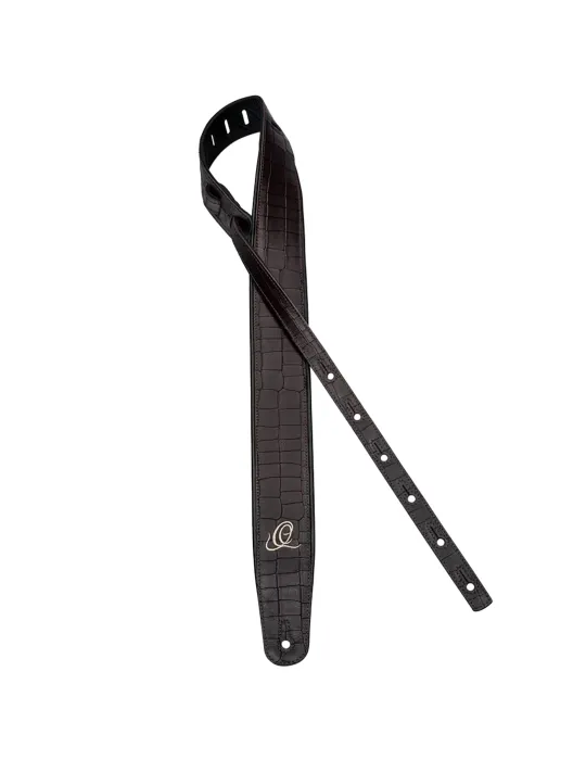  CORREA DE GUITARRA ORTEGA PIEL DE COCODRILO MARRÓN|MusicGoodDeal 