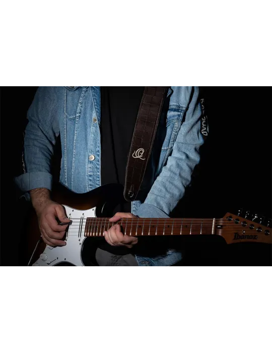  CORREA DE GUITARRA ORTEGA PIEL DE COCODRILO MARRÓN|MusicGoodDeal 