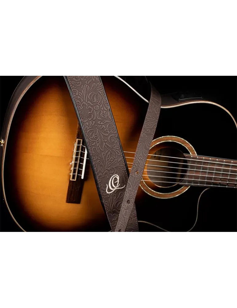  CORREA DE GUITARRA ORTEGA CUERO BYZ. COCOA|MusicGoodDeal 