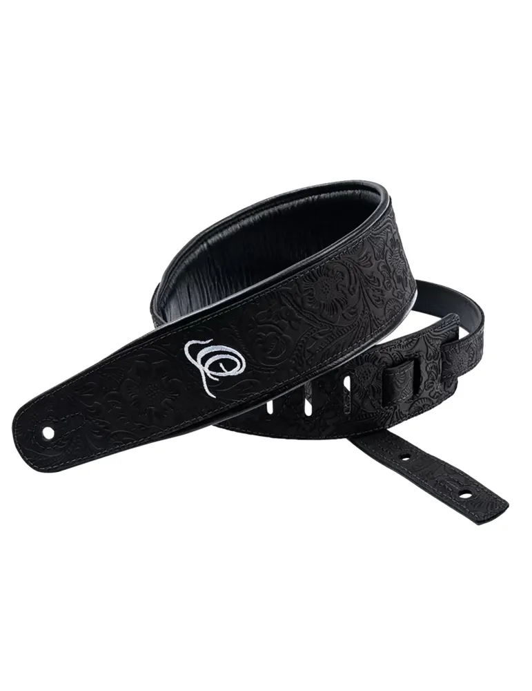  CORREA DE GUITARRA ORTEGA CUERO BYZ. NEGRO|MusicGoodDeal 