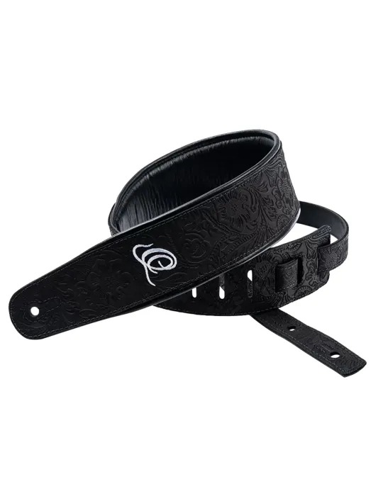  CORREA DE GUITARRA ORTEGA CUERO BYZ. NEGRO|MusicGoodDeal 