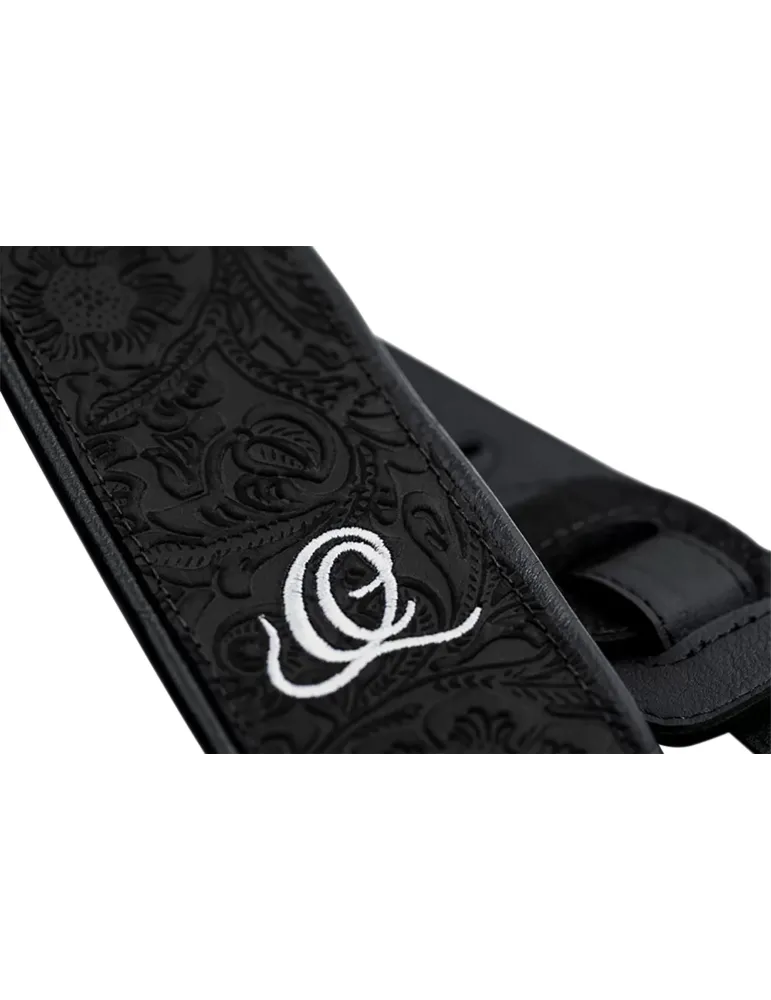  CORREA DE GUITARRA ORTEGA CUERO BYZ. NEGRO|MusicGoodDeal 