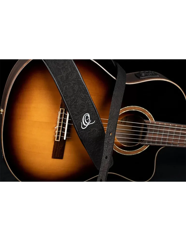  CORREA DE GUITARRA ORTEGA CUERO BYZ. NEGRO|MusicGoodDeal 