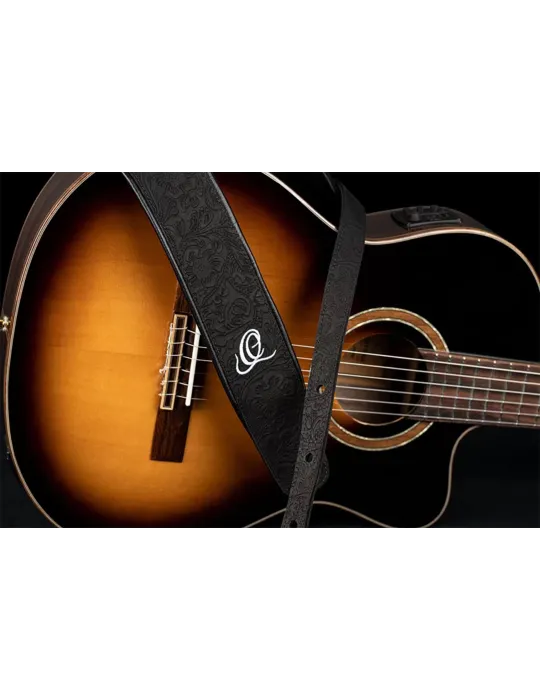  CORREA DE GUITARRA ORTEGA CUERO BYZ. NEGRO|MusicGoodDeal 