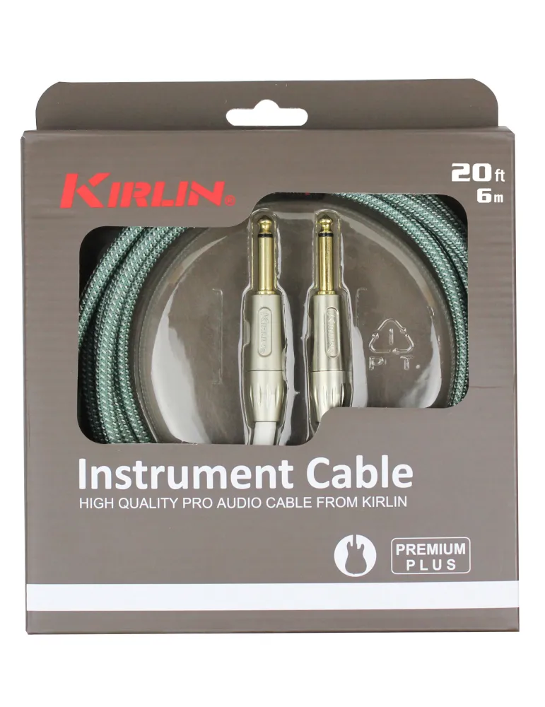  KIRLIN IWB201-6OL GUITAR CABLE 6M JACK JACK OLIVE|MusicGoodDeal 