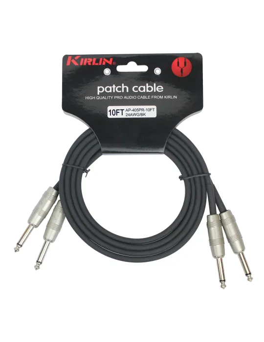  KIRLIN AP405-3BK PARCHE DE CABLE 2XJACK-2XJACK 3M NEGRO|MusicGoodDeal 