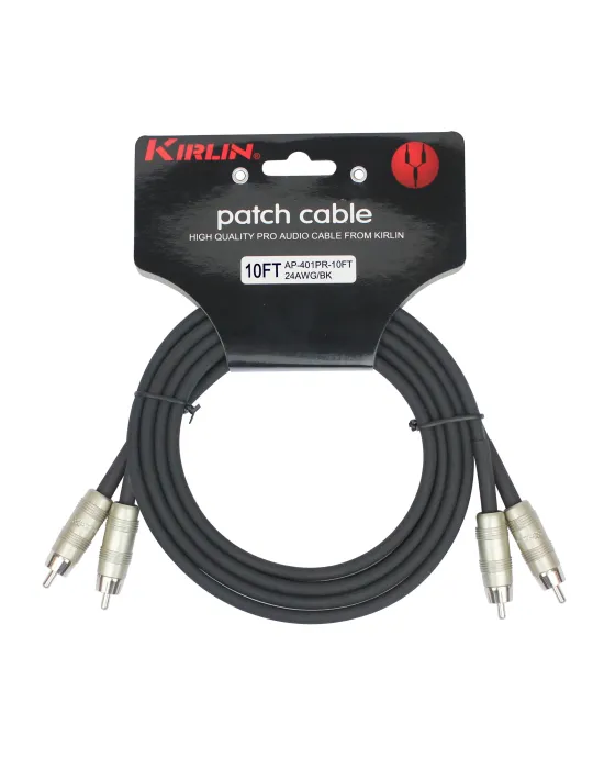  KIRLIN AP401-3BK PARCHE DE CABLE 2XRCA-2XRCA 3M NEGRO|MusicGoodDeal 